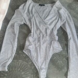 Silver Long Sleeve Bodysuit